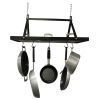 Black Metal Rectangular Pot Rack with 12 Hanging Hooks