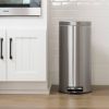 8-Gallon Round Stainless Steel Step Trash Can