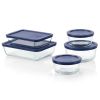 10-Piece Glass Bakeware Food Storage Set with Blue Plastic Lids