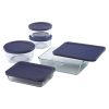 10-Piece Glass Bakeware Food Storage Set with Blue Plastic Lids