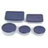 10-Piece Glass Bakeware Food Storage Set with Blue Plastic Lids