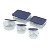 10-Piece Glass Bakeware Food Storage Set with Blue Plastic Lids