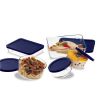 10-Piece Glass Bakeware Food Storage Set with Blue Plastic Lids