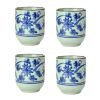4Pcs Japanese Style Blue Flower Ceramic Teacups