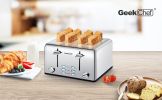 Geek Chef Stainless Steel Extra-Wide Slot 4 Slice Toaster