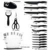 17 Pcs Stainless Steel Knife Set with Block & Sharpener