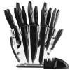 17 Pcs Stainless Steel Knife Set with Block & Sharpener