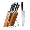 6 Piece German Stainless Steel Kitchen Knife Block Set.