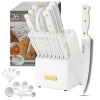 McCook White Kitchen Knife Sets with Built-in Sharpener