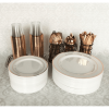 120 Piece Rose Gold Plastic Silverware Set.