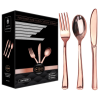 120 Piece Rose Gold Plastic Silverware Set.