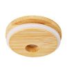 4 Set Beer Glass Cups with Bamboo Lids and Straws