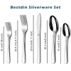 Bestdin Silverware Set, 60 Pcs Stainless Steel Flatware Set