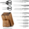 11-Piece Stainless Steel Kitchen Cutlery Knife Block Set with Built-in Sharpener