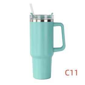 40 oz. Stainless Steel Thermos Water Glass With Lid And Straw (Capacity: 1200ml, Color: C11)