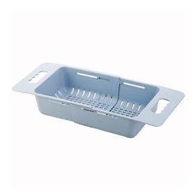 Kitchen Sink Retractable Collapsible Over The Sink Colander (Color: Blue)