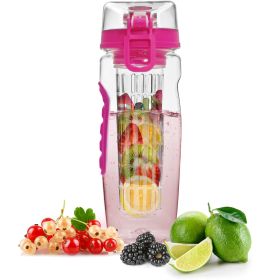 32 Oz Fruit Infuser Water Bottle (Color: Pink)