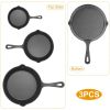 3Pcs 6/8/10in Pre-Seasoned Non-Stick Cast Iron Skillet Set