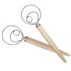1pc Stainless Steel Dough Whisk With Wooden Handle