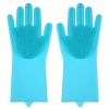 1pair Kitchen Silicone Dishwashing Gloves