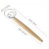 1pc Stainless Steel Dough Whisk With Wooden Handle