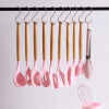 11pcs Wooden Handle Silicone Non-stick Shovel Spoon