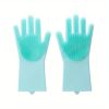 1pair Kitchen Silicone Dishwashing Gloves